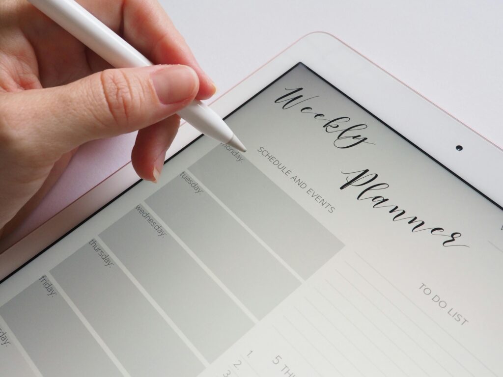 Digital Planner opened in a Tablet