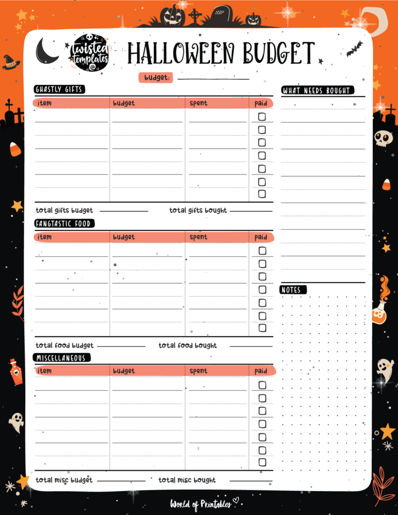 Halloween Digital Budget Planner